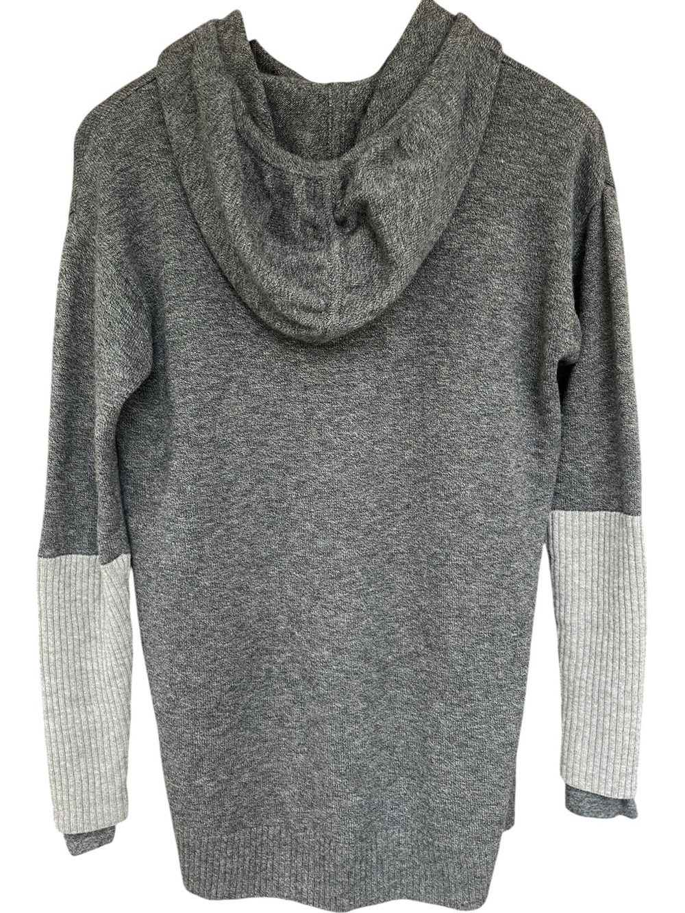 ATHLETA 100% Extra Fine Merino Wool Gray Colorblock Hoodie Sweater Small - Picture 4 of 9